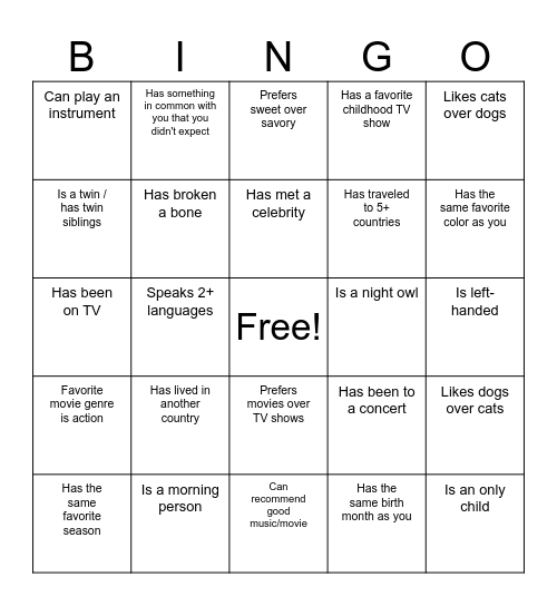 CED Ambassadors Bingo Card