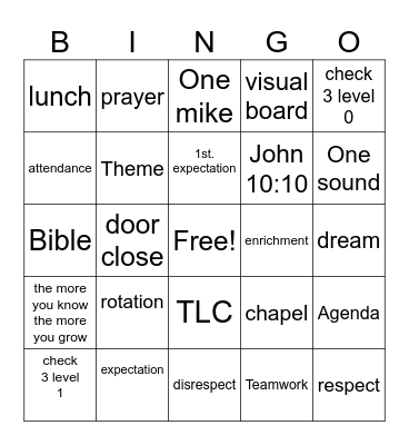 Team Work Bingo Card