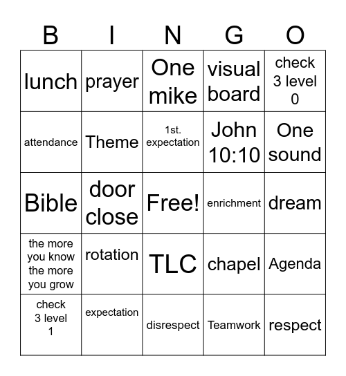 Team Work Bingo Card