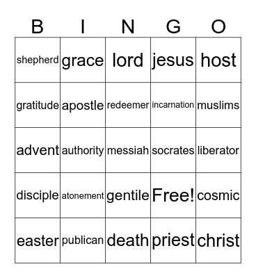 VOCABULARY BINGO  Bingo Card