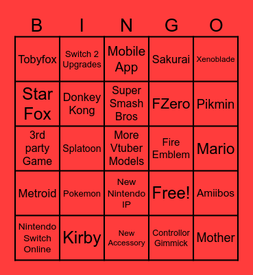 Nintendo Direct 9/9 Bingo Card