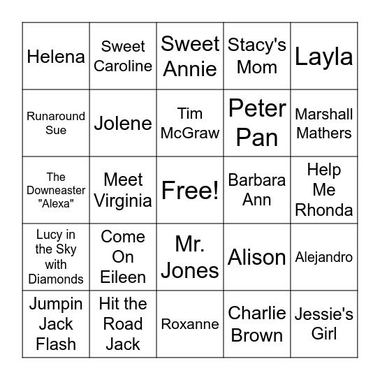 Person Name in Title Bingo Card