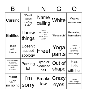 KAREN BINGO Card