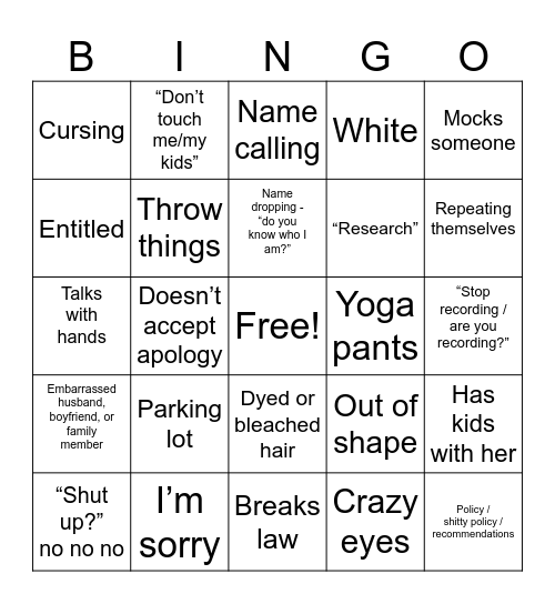 KAREN BINGO Card