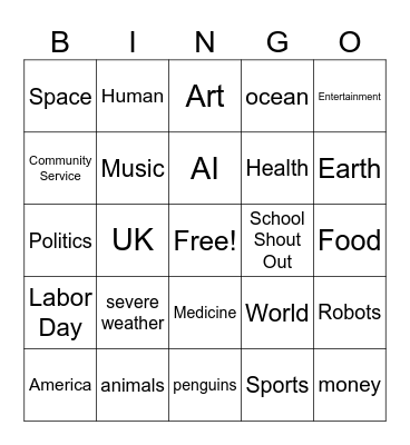 CNN 10 Bingo Card