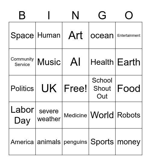 CNN 10 Bingo Card