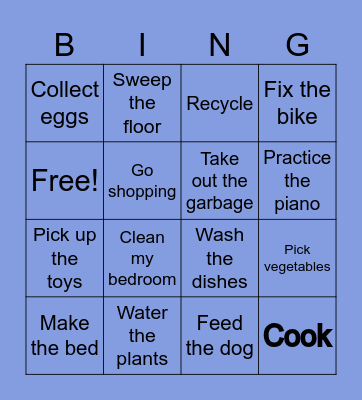 Chores Bingo Card