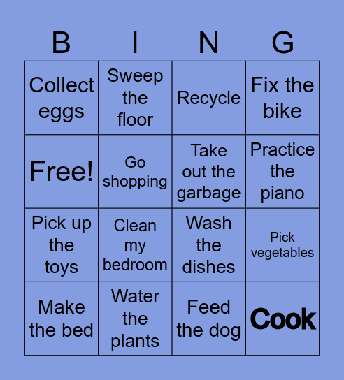 Chores Bingo Card