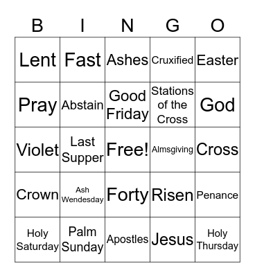 Lent Bingo Card