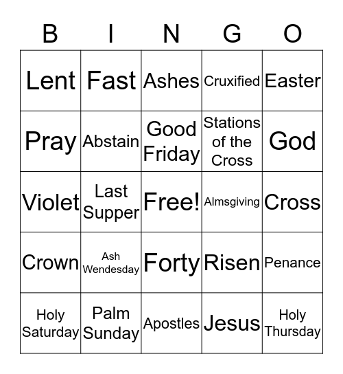 Lent Bingo Card