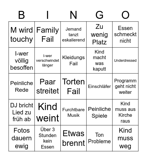 Hochzeit V&J Bingo Card