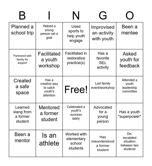 L.E.S. STAFF ORIENTATION Bingo Card