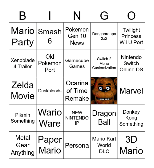 Bof Wishlist Bingo Card