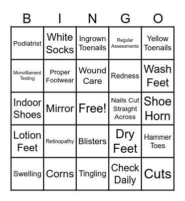 Foot Care Bingo! Bingo Card