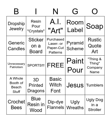 Craft Fair Bingo Card
