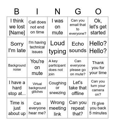 Conference Call Bingo Card