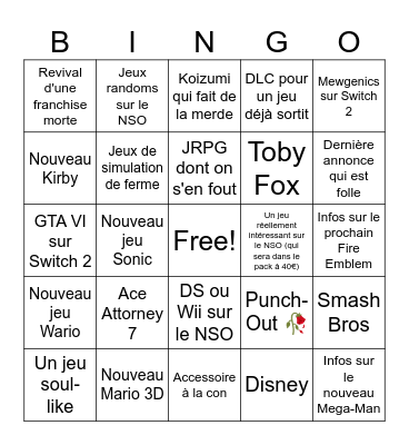 Nintendo Direct 9/9/2026 Bingo Card