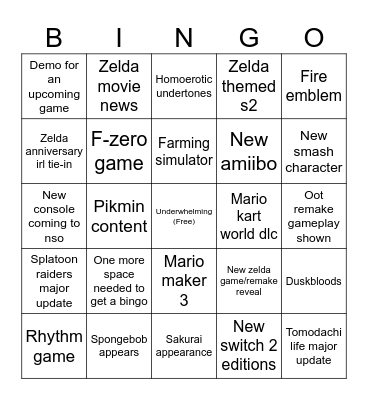 Double Direct Bingo Card