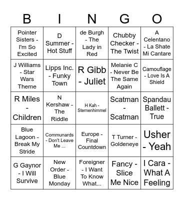 Musik - Bingo Card