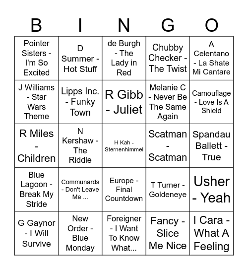 Musik - Bingo Card