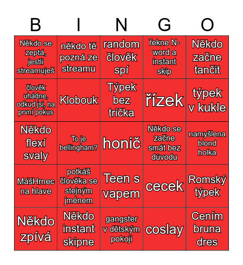 ometv Bingo Card