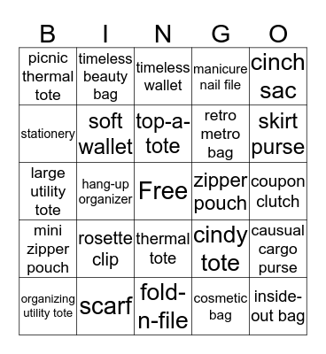 Thirty-One Bingo Card