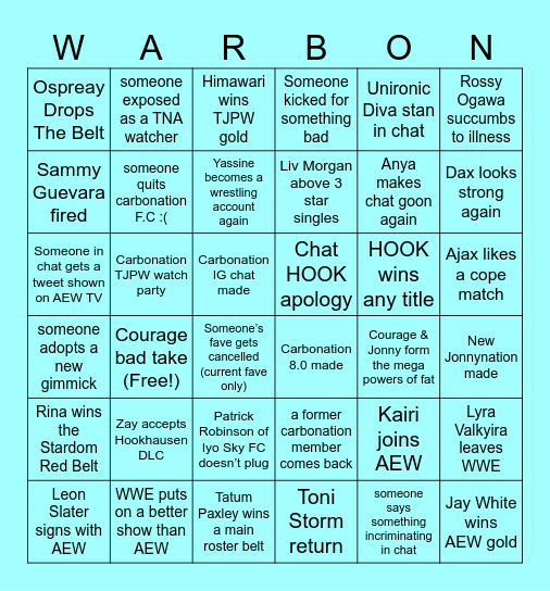Carbingo 3.0 Bingo Card