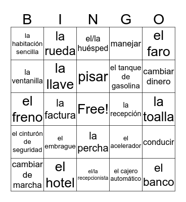 Spanish 2 Unidad 4 D4 WRITE THE ENGLISH! Bingo Card