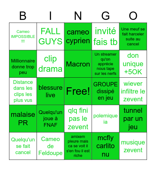 Z event bingo Card