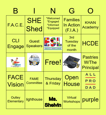 FAMILY CENTER Bingo Card