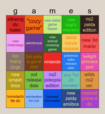 september nintendo direct Bingo Card