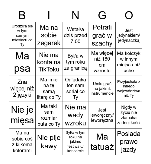 Adapciakowe Bingo!! Bingo Card