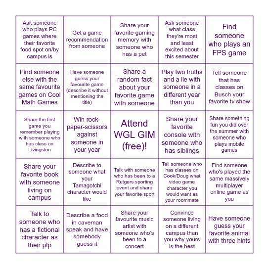 WGL Icebreaker Bingo Card