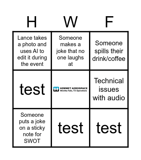 2027 Plan Meeting Bingo Card