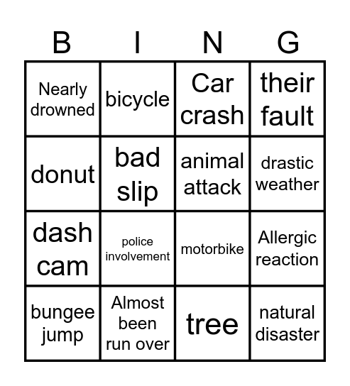 NEAR D EXPERIENCE Bingo Card