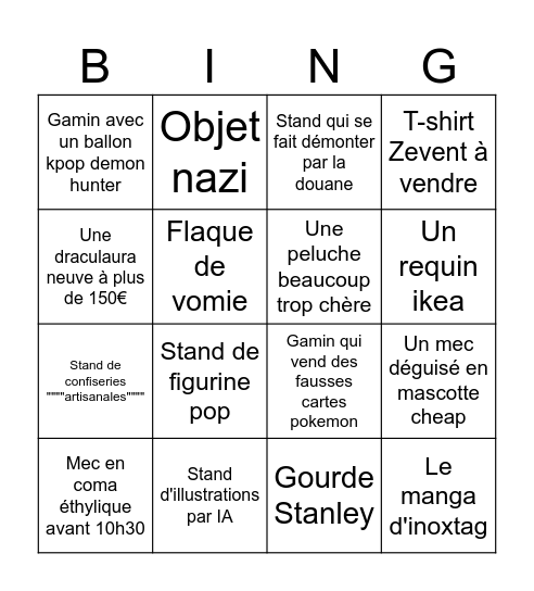 Braderie 2026 Bingo Card