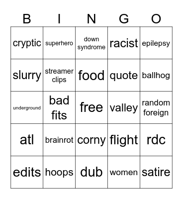 tiktok fyp bingo Card