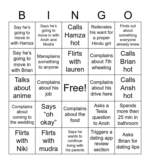 Srivats Bingo Card