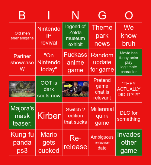 Iluvmanyhen's direrction Bingo Card