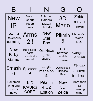 SWITCH DIRECTS FALL 2026 Bingo Card