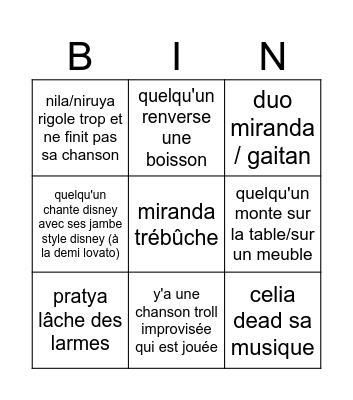 BINGO - KARAOKEEEEEE Bingo Card