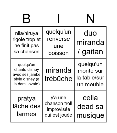 BINGO - KARAOKEEEEEE Bingo Card