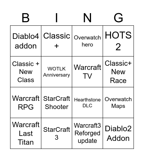 Texo Bingo Card