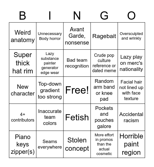 Emporium Cosmetic Bingo Card
