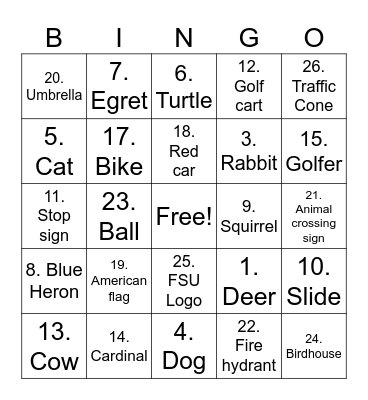 Gilly Bingo Card