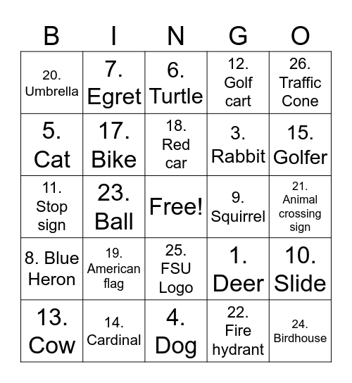 Gilly Bingo Card