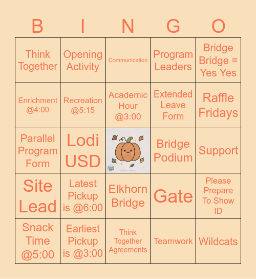 Bridge Bingo Card