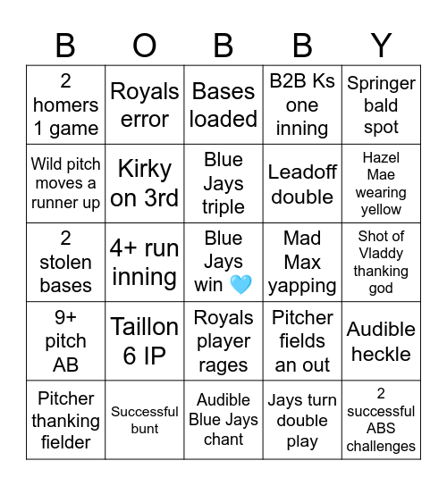 My babyyyy Witt Jr (will lose today) Bingo Card