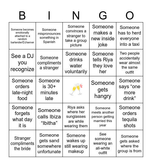 RIYA'S BACH Bingo Card