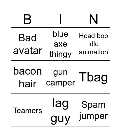 MM2 Players Bingo Card